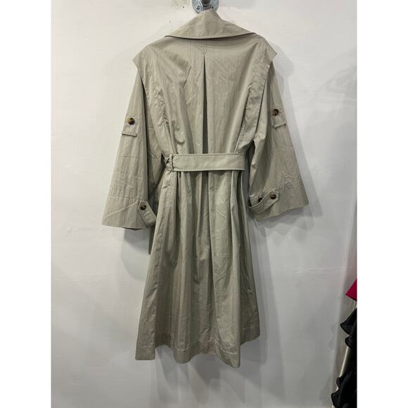 Zimmermann Cotton-Blend Super Eight Crinkled Gabardine Trench Coat Khaki Size 0 - Picture 7 of 8